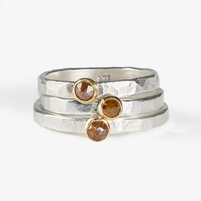 Ugly Untraceable Dirty Red Diamond Stacking Ring in Sterling Silver with 14k