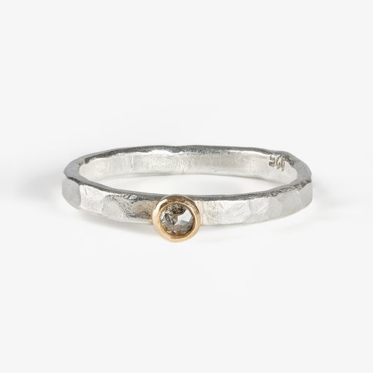 Ugly Untraceable Salt & Pepper Diamond Stacking Ring in Sterling Silver with 14k