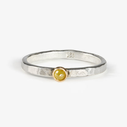Ugly Untraceable Yellow Diamond Stacking Ring in Sterling Silver with 14k