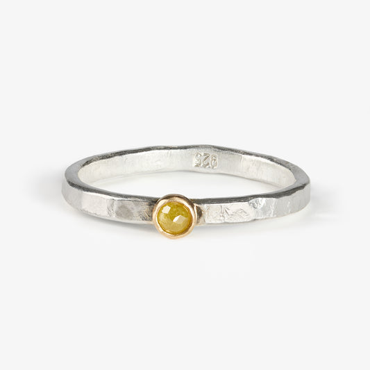 Ugly Untraceable Yellow Diamond Stacking Ring in Sterling Silver with 14k