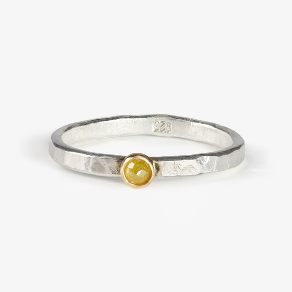 Ugly Untraceable Yellow Diamond Stacking Ring in Sterling Silver with 14k
