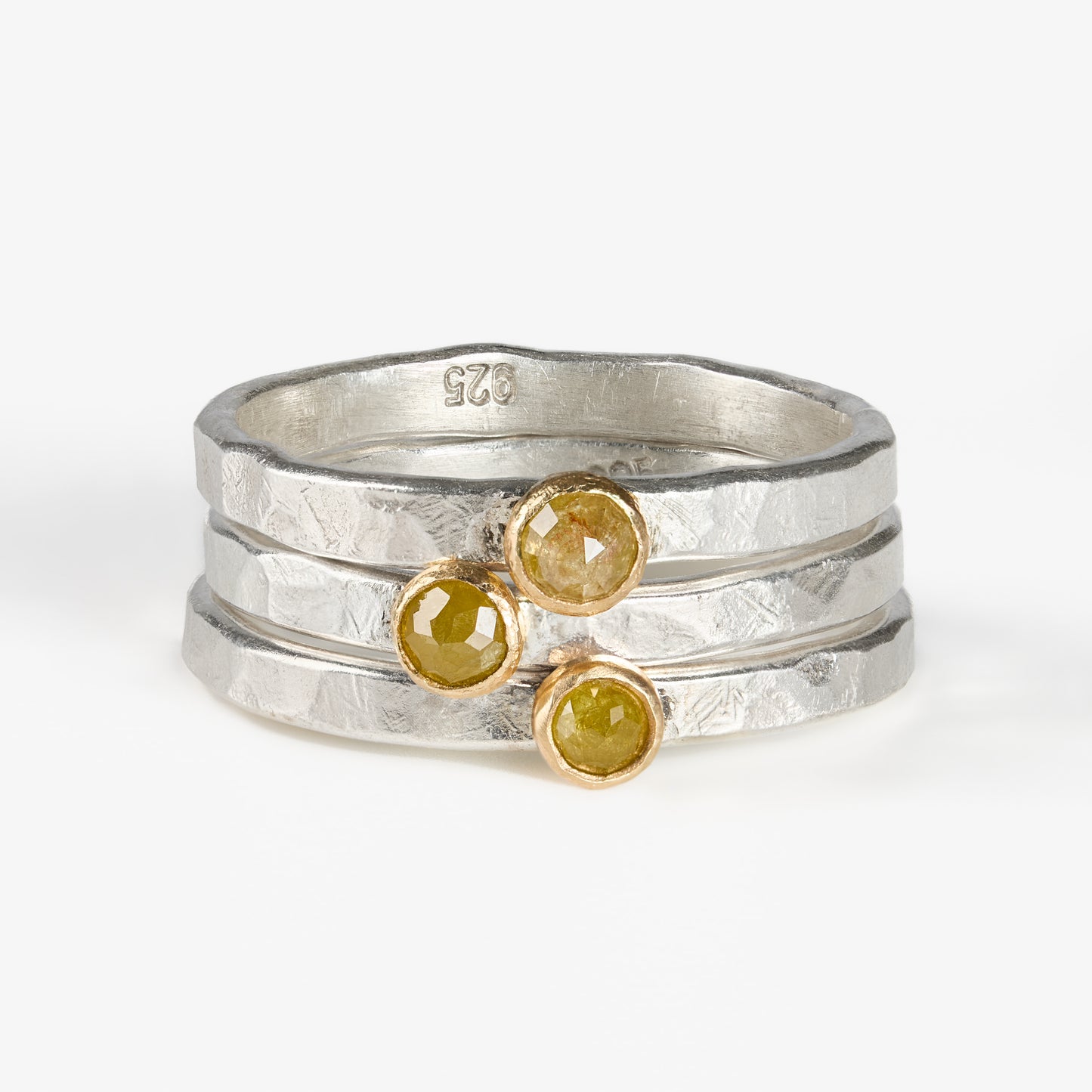 Ugly Untraceable Yellow Diamond Stacking Ring in Sterling Silver with 14k